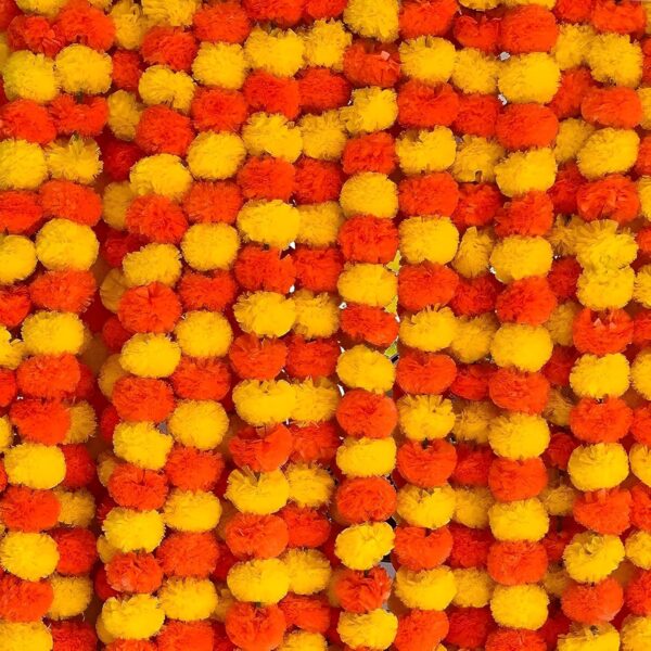 Artificial Marigold Orenge + Yellow  Flower (SET OF 5)