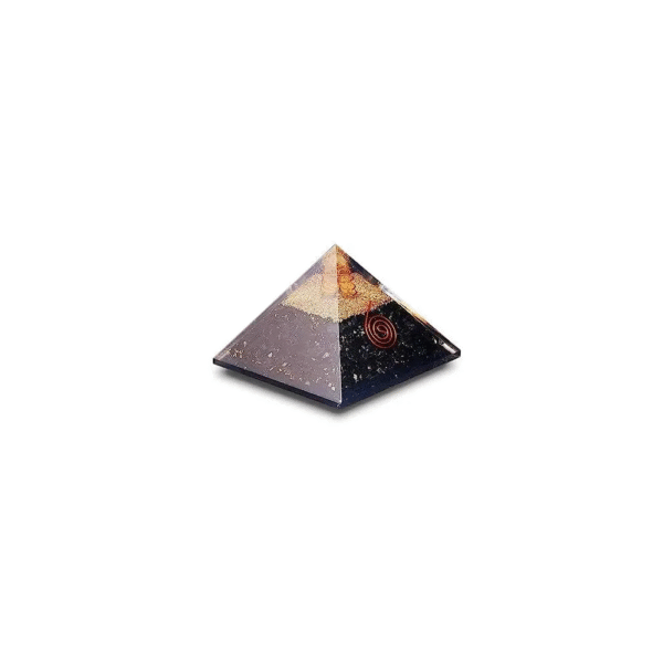 Small Black Crystal Pyramid with a Copper Spiral Inside,